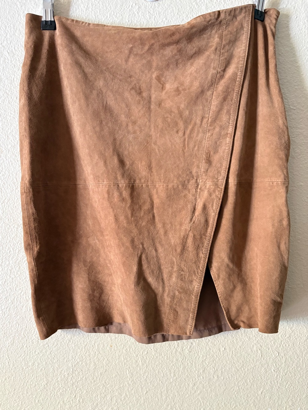 VTG Lauren Ralph Lauren Goat Suede Wrap Mini Skirt Size 10 Camel Y2K